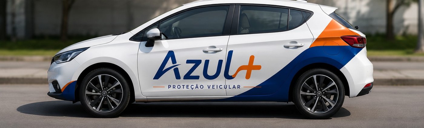 Veículo com a identidade visual da Azul+ aplicada
